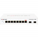 FORTINET FortiSwitch FS-108E Ethernet Switch - 8 Ports - Manageable - Gigabit Ethernet - 1000Base-X, 10/100/1000Base-T - 2 Layer Supported - Modular - 2 SFP Slots - Power Supply, PoE - 6.26 W Power Consumption - Optical Fiber, Twisted Pair - Desktop - Lif