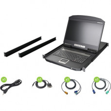 IOGEAR 18.5" Widescreen Short Depth 8-Port LCD KVM Switch (TAA Compliant) - 8 Computer(s) - 18.5" LCD - HD - 1366 x 768 - 4:3 - 2 x PS/2 Port - 2 x USB - Daisy Chain - Keyboard120 V AC, 230 V AC Input Voltage - 1U High - Metal, Plastic - TAA Com