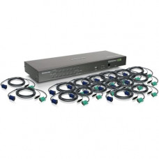 IOGEAR 16-Port USB PS/2 Combo KVM Switch with USB KVM Cables - 16 Computer(s) - 1 Local User(s) - 1 x USB - Rack-mountable - 1U - TAA Compliance GCS1716KITUTAA