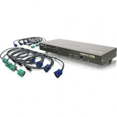 IOGEAR GCS1808KITU Combo KVM Switch - 8 x 1 - 8 x SPDB-15 Keyboard/Mouse/Video - 1U - Rack-mountable - RoHS Compliance GCS1808KITU