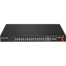 Edimax Long Range 24-Port Gigabit PoE+ Web Smart Switch with 4 RJ45/SFP Combo Ports - 24 Ports - Manageable - 2 Layer Supported - Modular - Twisted Pair, Optical Fiber - 1U High - Rack-mountable GS-5424PLC
