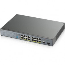 Zyxel 16-port GbE Unmanaged PoE Switch with GbE Uplink - 16 Ports - 2 Layer Supported - Modular - Twisted Pair, Optical Fiber - Rack-mountable - Lifetime Limited Warranty GS1300-18HP