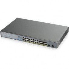 Zyxel 24-port GbE Unmanaged PoE Switch with GbE Uplink - 24 Ports - 2 Layer Supported - Modular - Twisted Pair, Optical Fiber - Rack-mountable - Lifetime Limited Warranty GS1300-26HP