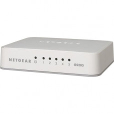 Netgear 5-Port Gigabit Ethernet Switch - 5 Ports - 2 Layer Supported - Twisted Pair - Wall Mountable, Desktop - 3 Year Limited Warranty GS205-100PAS