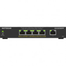 Netgear GS305EPP Ethernet Switch - 5 Ports - Manageable - 2 Layer Supported - 120 W PoE Budget - Twisted Pair - PoE Ports - Desktop, Wall Mountable - 5 Year Limited Warranty GS305EPP-100NAS