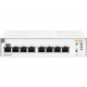 HPE Aruba Instant On 1830 8G Switch - 8 Ports - Manageable - Gigabit Ethernet - 10/100/1000Base-T - 2 Layer Supported - Power Adapter - 5.90 W Power Consumption - 13 W PoE Budget - Twisted Pair - PoE Ports - Table Top, Wall Mountable, Under Table, Surface