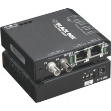 Black Box LBH100 Transceiver/Media Converter - 2 x Network (RJ-45) - 1 x ST Ports - Multi-mode - Fast Ethernet - 10/100Base-T, 100Base-X - Rack-mountable, DIN Rail Mountable, Wall Mountable, Panel-mountable - TAA Compliant LBH100A-P-ST-12