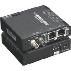 Black Box Fast Ethernet Media Converter - 1 x SC Duplex , 2 x RJ-45 - 100Base-X, 10/100Base-TX - External, Rack-mountable - TAA Compliance LBH100A-SC