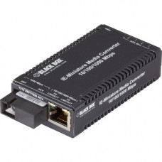 Black Box MultiPower Miniature Transceiver/Media Converter - 1 x Network (RJ-45) - 1 x SC Ports - SimplexSC Port - Single-mode - Gigabit Ethernet - 10/100/1000Base-T, 1000BASE-SSLX - Standalone, Rack-mountable - TAA Compliant LGC324A-R2