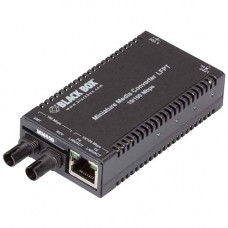 Black Box Multipower Miniature LHC040A-R3 Transceiver/Media Converter - 1 x Network (RJ-45) - 1 x ST Ports - DuplexST Port - Multi-mode - Fast Ethernet - 10/100Base-T, 100Base-SX - Rail-mountable, Desktop - TAA Compliance LHC040A-R3