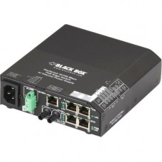 Black Box Hardened PoE PSE Switch, (5) 10/100 RJ-45, (1) Multimode ST, AC Powered - 6 Ports - 2 Layer Supported - Rail-mountable - 3 Year Limited Warranty LPH240A-H-ST