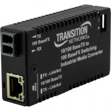 TRANSITION NETWORKS Hardened Mini Fast Ethernet Media Converter - 1 x Network (RJ-45) - 1 x LC Ports - Multi-mode - Fast Ethernet - 100Base-T, 100Base-FX - Wall Mountable, Rail-mountable - TAA Compliance M/E-ISW-FX-02(MMLC)