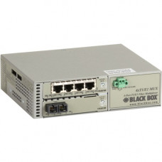 Black Box T1/E1 Multiplexor with Fiber Extender - Multimode, 5-Km, Dual SC, 4-Port - 4 Data Channels - Optical Fiber, Twisted Pair - TAA Compliant - TAA Compliance MT1405A-MM-SC
