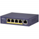 Amer 5 Port 10/100/1000 Desktop Switch with 4 PoE ports - 5 Ports - 2 Layer Supported - Twisted Pair - Desktop, Wall Mountable, Under Table - 3 Year Limited Warranty SG4P1