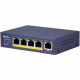 Amer 5 Gigabit Desktop Switch with 4 x PoE 802.3at Plus 1 x GIG Uplink - 5 Ports - 2 Layer Supported - Twisted Pair - Desktop, Wall Mountable, Under Table - 3 Year Limited Warranty SG4P1AT