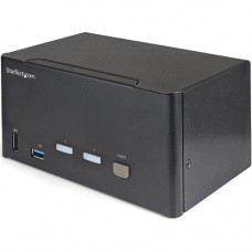 Startech.Com 2 Port Triple Monitor DisplayPort KVM Switch 4K 60Hz UHD HDR, DP 1.2 KVM Switch, 2-Pt USB 3.0 Hub, 4x USB HID, Audio, Hotkey - 2 Port Triple Monitor DisplayPort KVM Switch with 2 Port USB 3.0 Hub 5Gbps - Hotkey/push button - UHD 4K 60Hz HDR10