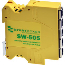 Brainboxes Industrial Compact Ethernet 5 Port Switch DIN Rail Mountable - 5 Ports - TAA Compliant - 2 Layer Supported - Twisted Pair - Rail-mountable - Lifetime Limited Warranty SW-505