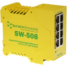 Brainboxes Industrial Ethernet 8 Port Switch DIN Rail Mountable - 8 Ports - TAA Compliant - 2 Layer Supported - Twisted Pair - Rail-mountable - Lifetime Limited Warranty SW-508