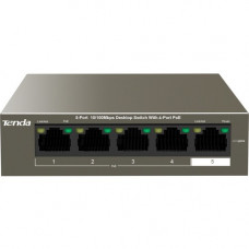 Tenda 5-Port 10/100Mbps Desktop Switch With 4-Port PoE - 5 Ports - Fast Ethernet - 2 Layer Supported - AC Adapter - Twisted Pair - Desktop TEF1105P-4-38W