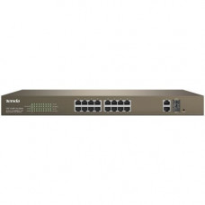 Tenda TEF1218P 16-Port 10/100 Mbps+2 Gigabit Web Smart POE Switch w/ 230W Output - 16 Ports - Manageable - 2 Layer Supported - Modular - Twisted Pair, Optical Fiber - 3 Year Limited Warranty TEF1218P