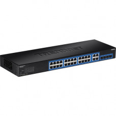 Trendnet 28-Port Gigabit Web Smart Switch - 28 Ports - Manageable - 2 Layer Supported - Modular - Twisted Pair, Optical Fiber - 1U High - Rack-mountable - Lifetime Limited Warranty - TAA Compliance TEG-284WS