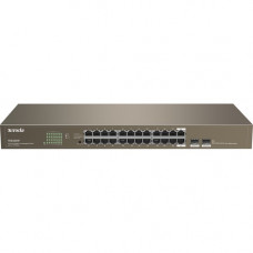 Tenda 24-Port Gigabit Unmanaged Switch with 2 SFP Slots - 24 Ports - 10/100/1000Base-T - 2 Layer Supported - Modular - 2 SFP Slots - Power Supply - Twisted Pair, Optical Fiber - 1U High - Desktop, Rack-mountable TEG1024F