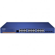 Tenda TEG3224P 24-Port 10/100/1000 w/ 4 Shared SFP POE Managed Switch - 24 Ports - Manageable - 2 Layer Supported - Modular - Twisted Pair, Optical Fiber - 3 Year Limited Warranty TEG3224P