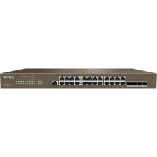 Tenda L3 Managed Switch - 24 Ports - Manageable - Gigabit Ethernet - 10/100/1000Base-T, 1000Base-X - 3 Layer Supported - Modular - 4 SFP Slots - Power Supply - Optical Fiber, Twisted Pair - 1U High - Rack-mountable TEG5328F