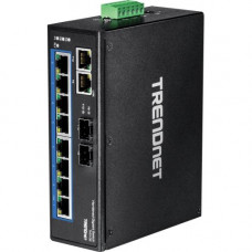 Trendnet 10-Port Hardened Industrial Gigabit DIN-Rail Switch - 10 Ports - 2 Layer Supported - Modular - Twisted Pair, Optical Fiber - Wall Mountable, Rail-mountable - Lifetime Limited Warranty - TAA Compliance TI-G102