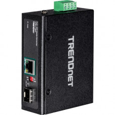 Trendnet Industrial SFP to Gigabit PoE+ Media Converter - Network (RJ-45) - 1x PoE+ (RJ-45) Ports - Gigabit Ethernet - 10/100/1000Base-T, 1000Base-X - 1 x Expansion Slots - SFP - 1 x SFP Slots - Rail-mountable, Wall Mountable - TAA Compliance TI-PF11SFP