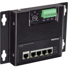 Trendnet 5-Port Industrial Gigabit PoE+ Wall-Mounted Front Access Switch - 5 Ports - 2 Layer Supported - Twisted Pair - DIN Rail Mountable, Wall Mountable - TAA Compliance TI-PG50F