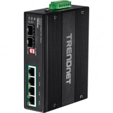 Trendnet 6-Port Industrial Gigabit PoE+ DIN-Rail Switch 12 - 56 V - 4 Ports - 2 Layer Supported - Modular - Twisted Pair, Optical Fiber - Rail-mountable, Wall Mountable - Lifetime Limited Warranty - TAA Compliance TI-PG62B