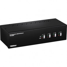 Trendnet 4-Port Dual Monitor DisplayPort KVM Switch - 4 Computer(s) - 1 Local User(s) - 3840 x 2160 - 8 x USB - 10 x DisplayPort - TAA Compliance TK-440DP