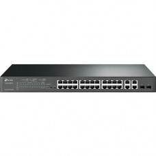 TP-Link 24-Port 10/100Mbps + 4-Port Gigabit Smart PoE+ Switch - 24 Ports - Manageable - 2 Layer Supported - 2 SFP Slots - 229.73 W Power Consumption - 192 W PoE Budget - Optical Fiber, Twisted Pair - PoE Ports - 1U High - Rack-mountable, Desktop - Lifetim