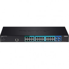 Trendnet 28-Port Gigabit PoE+ Managed Layer 2 Switch with 4 SFP Slots - 24 Ports - Manageable - 2 Layer Supported - Modular - Twisted Pair, Optical Fiber - 1U High - Rack-mountable - Lifetime Limited Warranty - TAA Compliance TL2-PG284