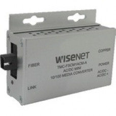 Hanwha Group Wisenet TMC-F Transceiver/Media Converter - 1 x Network (RJ-45) - 1 x SC Ports - DuplexSC Port - Multi-mode - Fast Ethernet - 10/100Base-TX, 100Base-FX - Rack-mountable, Wall Mountable, Standalone TMC-FSCM1ACM-A