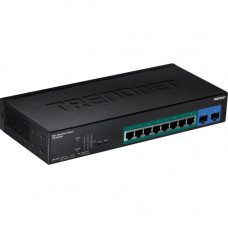 Trendnet 10-Port Gigabit Web Smart PoE+ Switch - 10 Ports - Manageable - 2 Layer Supported - Modular - Twisted Pair, Optical Fiber - 1U High - Rack-mountable - Lifetime Limited Warranty - TAA Compliance TPE-082WS