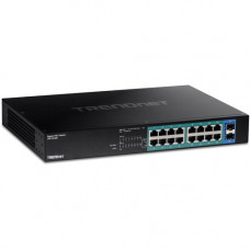 Trendnet 18-Port Gigabit PoE+ Switch, 16 x 30W PoE+ Ports, 2 Gigabit SFP Slots, 240W PoE Budget, 36Gbps Switching Capacity, 1U 19" Rack Mountable, Lifetime Protection, Black, TPE-TG182 - 18 Ports - Gigabit Ethernet - 1000Base-T, 1000Base-X - 2 Layer 