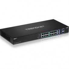 Trendnet 18-Port Gigabit High Power PoE+ Switch - 16 x Gigabit Ethernet Network, 2 x Gigabit Ethernet Network, 2 x Gigabit Ethernet Expansion Slot - Twisted Pair, Optical Fiber - Modular - 2 Layer Supported - Rack-mountable - TAA Compliance TPE-TG182F