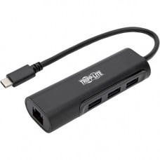 Tripp Lite USB C Multiport Hub Adapter w/ 3 USB-A, Gbe Black USB Type C - USB 3.1 Type C - 1 Port(s) - 1 - Twisted Pair U460-003-3A1GB