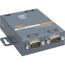 Lantronix 2 Port Serial (RS232/ RS422/ RS485) to IP Ethernet Device Server - International 110-240 VAC - Convert from RS-232; RS-485 to Ethernet using Serial over IP technology; Wall Mountable; Rail Mountable; Two DB-9 Serial Ports; One 10/100 Mbps Fast E