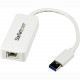 Startech.Com USB 3.0 to Gigabit Ethernet Adapter NIC w/ USB Port - White - Add a Gigabit Ethernet port and a USB 3.0 pass-through port to your laptop through a single USB 3.0 port - USB 3.0 to Gigabit Ethernet Adapter with USB Port (White) - 10/100/1000 M