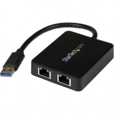 Startech.Com USB 3.0 to Dual Port Gigabit Ethernet Adapter NIC w/ USB Port - Add two Gigabit Ethernet ports and a USB 3.0 pass-through port to your laptop through a single USB 3.0 port - USB 3.0 Gigabit LAN Adapter with USB Port - USB 3.0 to 2 Port Gigabi