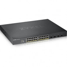 Zyxel 24-port GbE Smart Managed PoE Switch with 4 SFP+ Uplink - 24 x Gigabit Ethernet Network, 4 x 10 Gigabit Ethernet Expansion Slot - Manageable - Twisted Pair, Optical Fiber - Modular - 2 Layer Supported - Rack-mountable - Lifetime Limited Warranty XGS