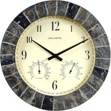 Chaney Instrument Co AcuRite 14-inch Faux Slate Outdoor Clock with Thermometer and Humidity - Analog - Quartz 02418A1SB