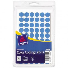 Avery &reg; 1/2" Round Color Coding Labels - Removable Adhesive - 1/2" Diameter - Circle - Light Blue - Paper - 60 / Sheet - 840 / Pack - TAA Compliance 05050