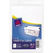 Avery &reg; White Removable Print or Write Labels 5454, 6" x 4", Pack of 40 - Removable Adhesive - 6" Width x 4" Length - Rectangle - Inkjet, Laser - White - 1 / Sheet - 40 / Pack - TAA Compliance 05454
