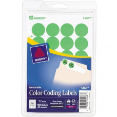 Avery &reg; 3/4" Round Color Coding Labels - Removable Adhesive - 3/4" Diameter - Circle - Laser, Inkjet - Neon Green - Paper - 24 / Sheet - 1008 / Pack - TAA Compliance 05468