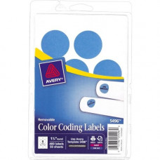 Avery &reg; Color Coded Label - Removable Adhesive - 1 1/4" Diameter - Round - Laser, Inkjet - Light Blue - 8 / Sheet - 50 Sheet - TAA Compliance 05496
