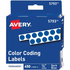Avery &reg; Color-Coding Permanent Round Labels, 1/4in. Diameter, Dark Blue, Pack Of 450 (05793) - 1/4" Diameter - Permanent Adhesive - Round - Dark Blue - Paper - 450 / Sheet - 1 Total Sheets - 450 Total Label(s) - TAA Compliance 05793